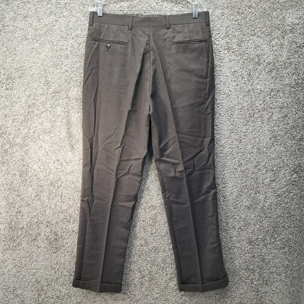 Jos A Bank Executive Collection Mens Pleated Cuffed Dress Pants Brown 34x32